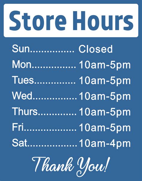 store hours on sunday